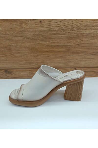 Mammamia YT2255 Bone Genuine Leather Casual Women's Slippers