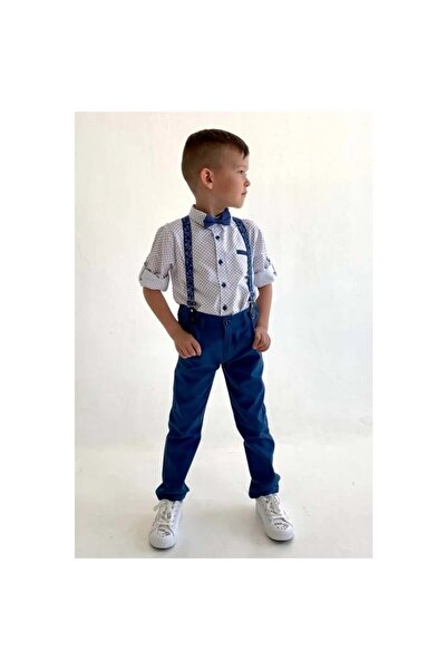 By Terry Хлопчачий комплект з сорочкою в стилі Оксфорд і метеликом, колір індиго