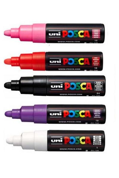 UNİ-BALL Uniball Posca (4.5-5.5) Water Based Poster Marker Set of 5