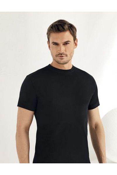 Şahinler Men's Black, 100% Cotton Combed Closed Collar Undershirt 3 Pieces New Season