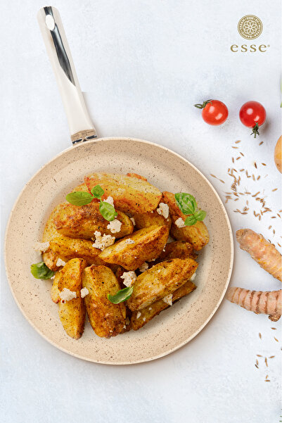 Esse Granit Yanmaz Yapışmaz Tava Krem 32 cm E0042