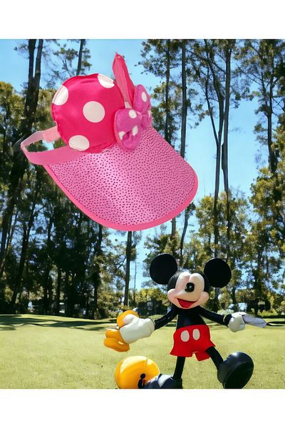 Shopiolog Girl's Crowned Visor Anti-UV Protected Minni Mause Hat Vacation Seaside, Sea and Walking