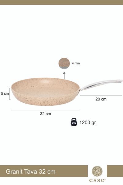 Esse Granit Yanmaz Yapışmaz Tava Krem 32 cm E0042