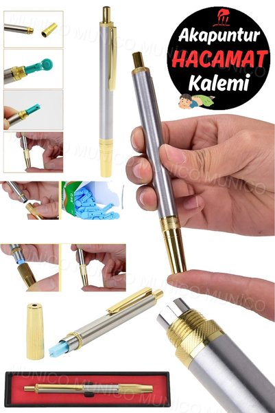 Munico Paslanmaz Çelik Lancet Noktası Kalem Kan Alma Akupunktur Masaj Terapisi Kalemi Profesyonel Kaliteli