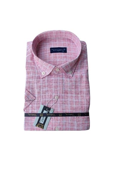 ETİQET Luxury Linen Shirt - Short Sleeve, Classic Cut and Pocket