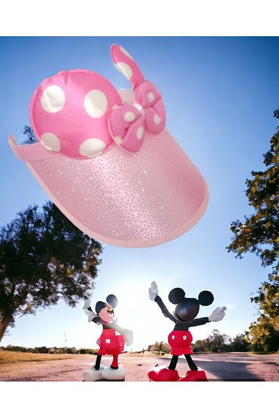 Shopiolog Girl's Crowned Visor Anti-UV Protected Minni Mause Hat Vacation Seaside, Sea and Walking