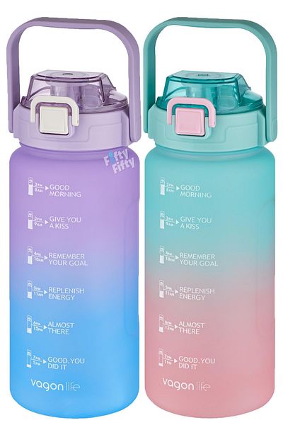 Vagonlife Economical 2-Piece Water Bottle Set - 1500 ml Large Size, 4 Color Options FiftyFifty