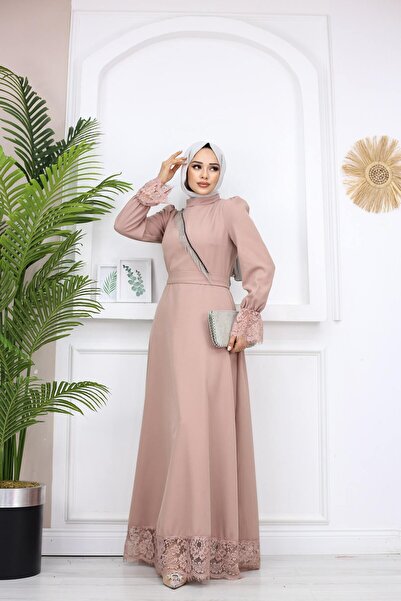 marwella Mercan Tesettür Abiye - Bej