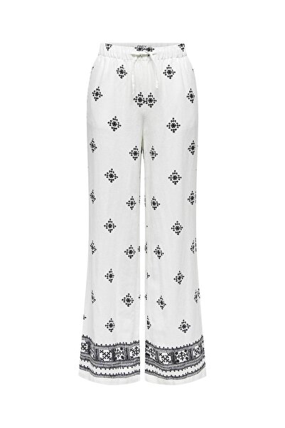 ONLY Pantaloni ONLCARO MW LINEN BL PULL-UP CC PNT Pantalon din in