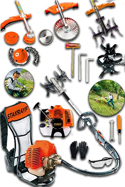 stanrayf Alman 16 Hp Çelik Şanzıman Benzinli Sırt Tipi Tırpan + Çapalama Ot Ç...