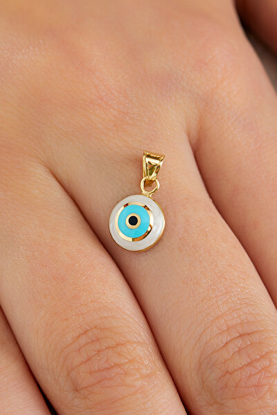 MİLET KUYUMCULUK 14 Ayar Altın Sedef Mineli Nazarlıklı Kolye Ucu