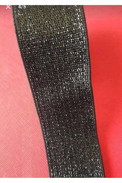 Beyna 5 Meters Black Glitter 3 cm Waist and Leg Elastic - 1 Pack