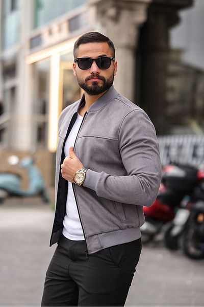 BearGlam Men's Suede College Jacket