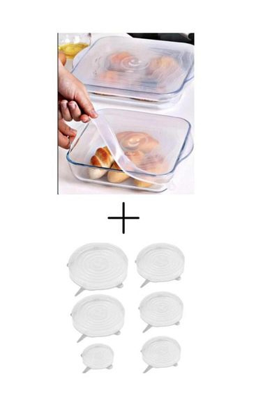 PANJI 6-Piece Silicone Pot Set - 2 Sizes Square Pyrex and Stretch Lid