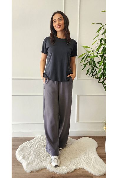 My Boutique Παντελόνι Modal Fabric Palazzo Garnished