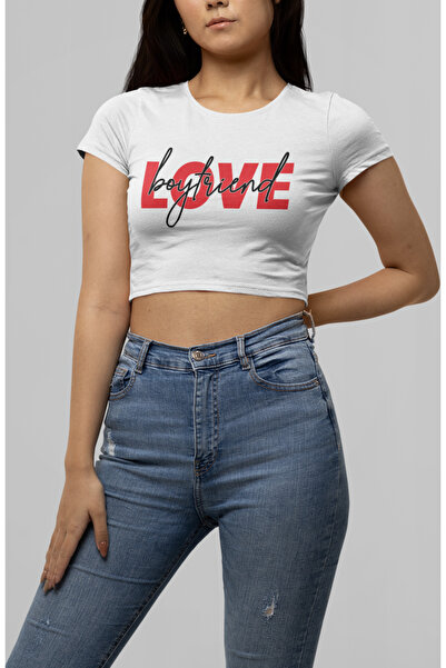 Fuddy Moda Skraćeni kroj Majice sa natpisom "Love Boyfriend", Ženska ljubav Š...