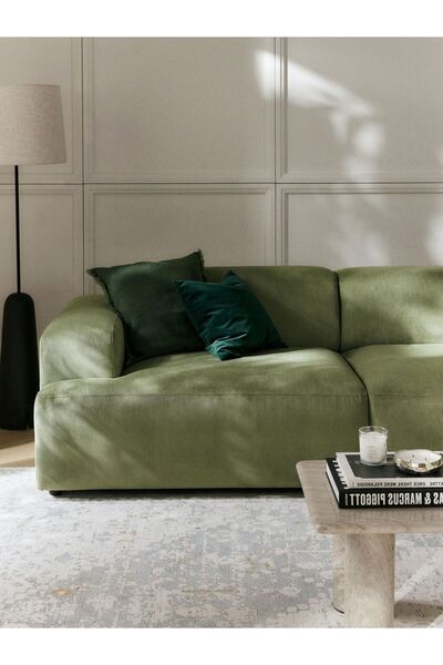 S Home Design Concept Molly Xl Köşe Koltuk Takımı Sağ Köşe Fitilli Yağ Yeşili