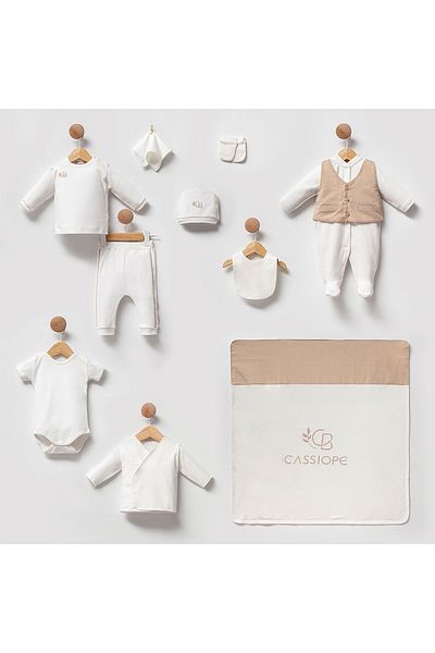 Cassiope 100% Cotton Baby Boy 10-Piece Hospital Discharge / Newborn Boxed Set (0-3 Months)