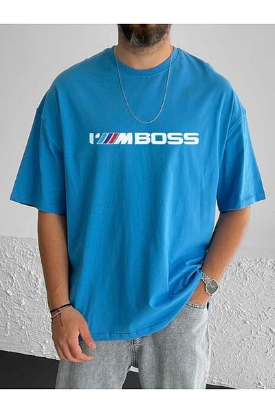 NewCabin New Season - Oversize I'm Boss εμπριμέ χτενισμένο βαμβακερό μπλουζάκι