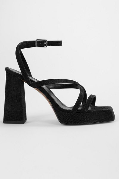 Shoeberry Pantofi cu toc cu platformă cu sclipici negru Brianna pentru femei