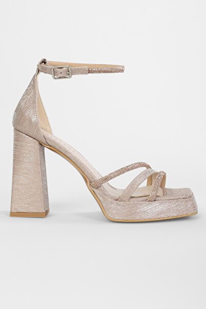 Shoeberry Kadın Dian Rose Simli Platform Topuklu Ayakkabı