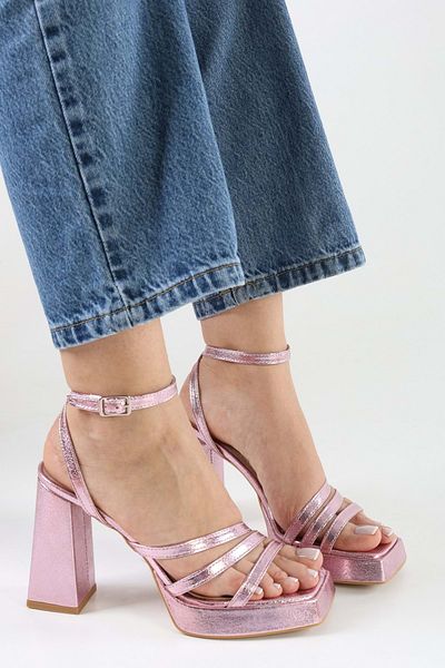 Shoeberry Γυναικεία παπούτσια Rosalind Powder Metallic Platform με τακούνι