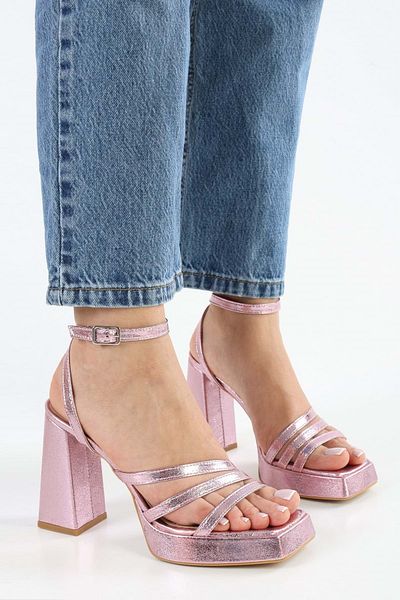 Shoeberry Γυναικεία παπούτσια Rosalind Powder Metallic Platform με τακούνι