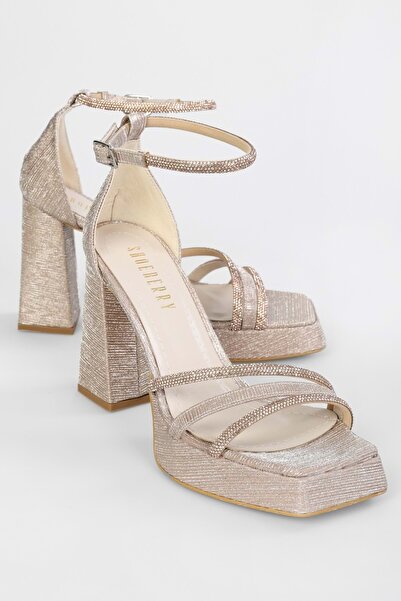 Shoeberry Kadın Dian Rose Simli Platform Topuklu Ayakkabı