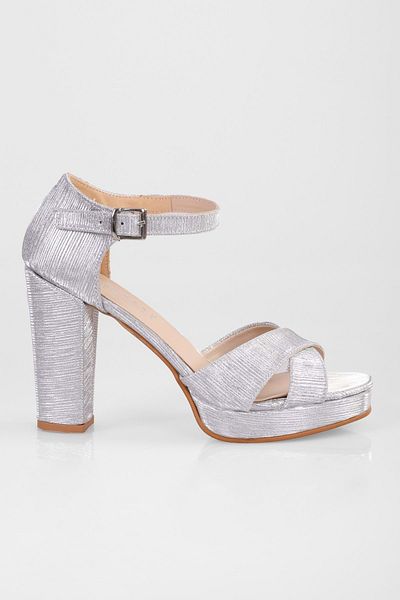 Shoeberry Pantofi cu toc cu platformă Giselle, argintii, cu sclipici