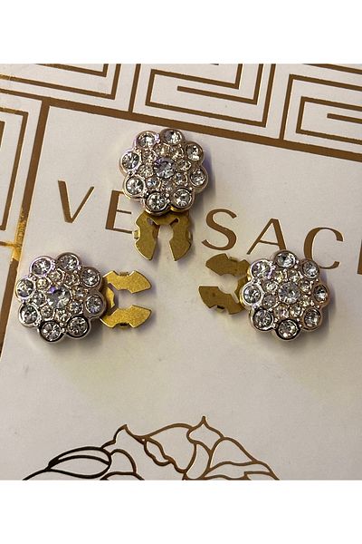 ODDA TASARIM ATÖLYESİ Gold crystal stone metallized (plate) plug-and-stick unplanted 3-piece button set