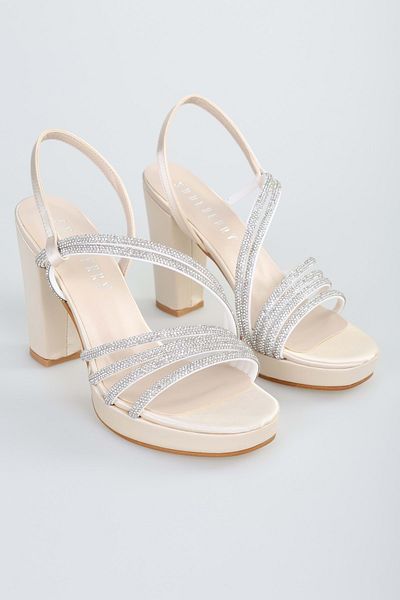 Shoeberry Dámské saténové boty na podpatku Malia Skin