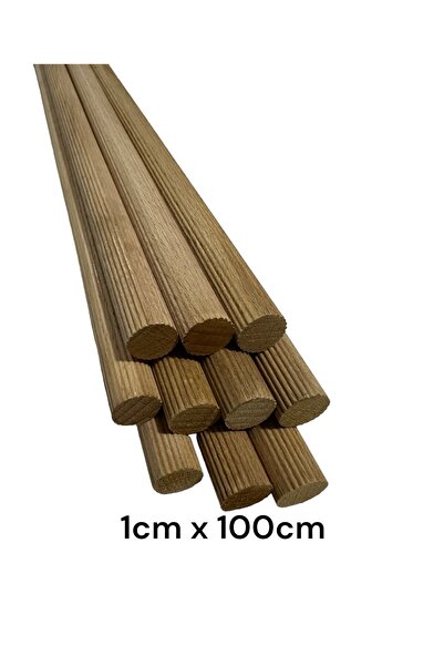 Ahşap Kavela Çubuk 10 Adet 10mm x 100cm (1 Metre) Fırınlanmış Kayın Yivli