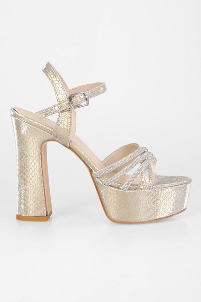 Shoeberry Pantofi cu toc Giana Gold Honeycomb Stone de damă