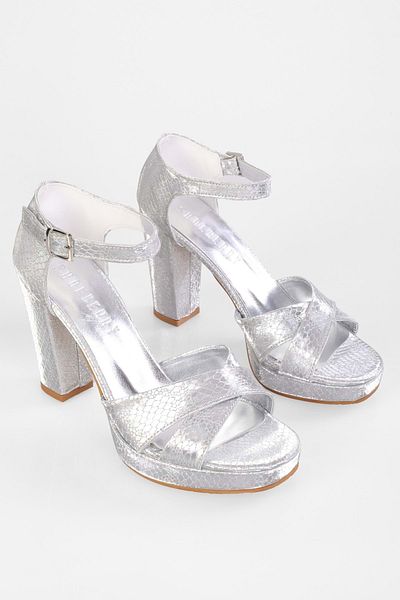Shoeberry Pantofi cu toc cu platformă Mursi argintiu Honeycomb