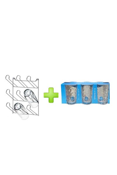 Generic Brand Glass Bottom Water, Soft Drink Cup and Wall Mounted Cup Dryer Set