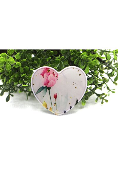 Genel Markalar Popsocket Telefon Tutacağı Kalp Şekilli Desenli ve Baskılı Parmak Tutucu Akrobat Mor Belirtilmemiş T