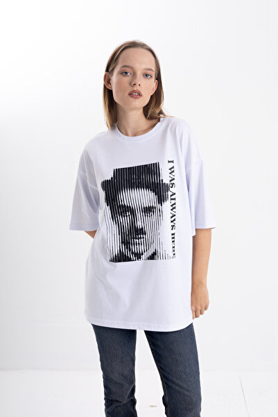 Unisex Charlie Chaplin Baskı Tshirt Oversize
