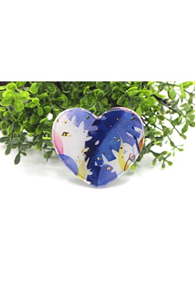 Genel Markalar Popsocket Telefon Tutacağı Kalp Şekilli Desenli ve Baskılı Parmak Tutucu Akrobat Mor Belirtilmemiş T