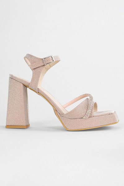 Shoeberry Γυναικεία παπούτσια Mia Rose Glittered Stone Platform με τακούνι