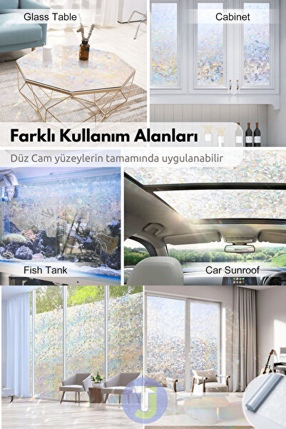 Technojet Statik Buzlu Desenli Cam Kaplama Filmi Duşa Kabin Ofis Dekorasyon Folyo 60cmx100cm