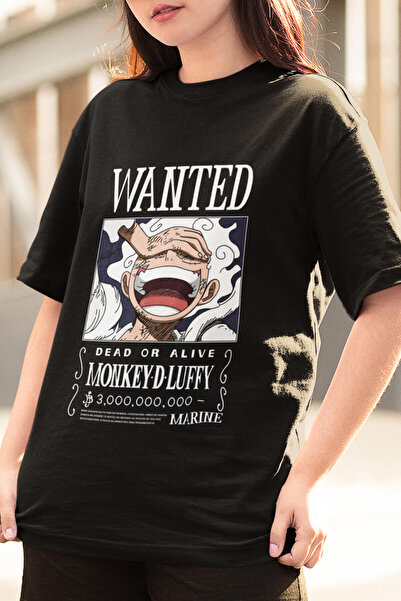 POPULUS Anime One Piece Luffy Gear 5 Wanted Tişört