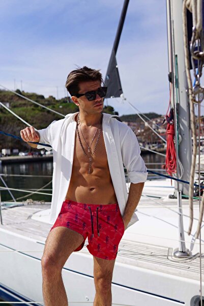 C&City Men's Digital Printed Swim Shorts C1150 Red