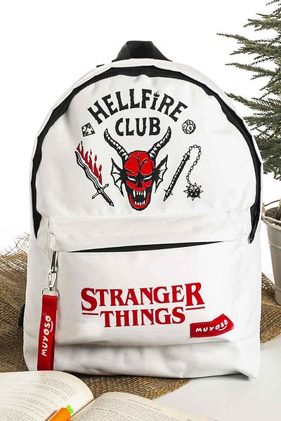 POPULUS Stranger Things Hellfire Club White Backpack