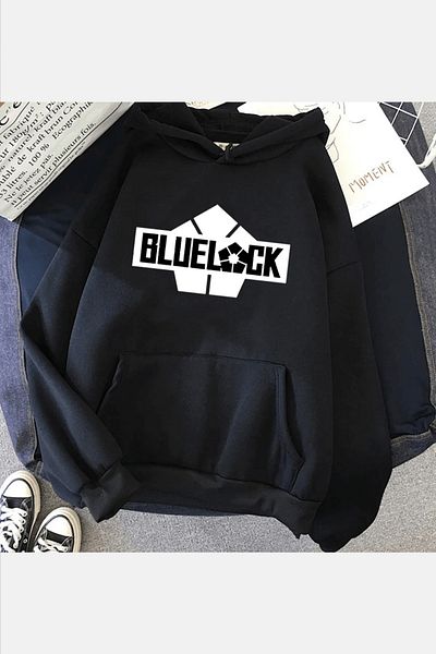 POPULUS Blue Lock Black Hooded Sweatshirt