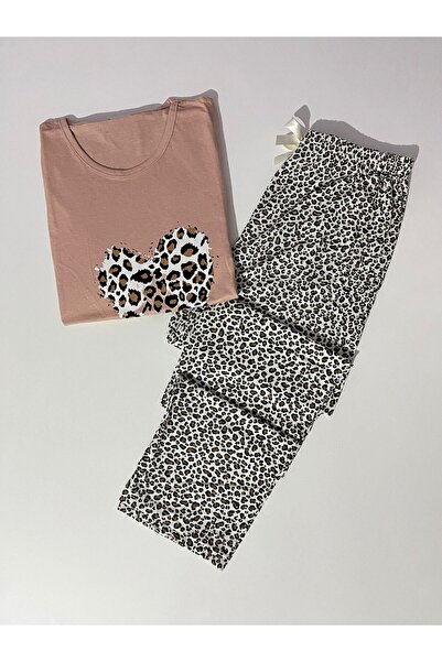 Petek Collection Leopard Patterned Short Sleeve Pajama Set
