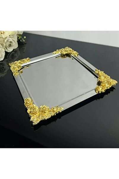 ester Kare Metal Sunum Tepsisi Gümüş 22cm