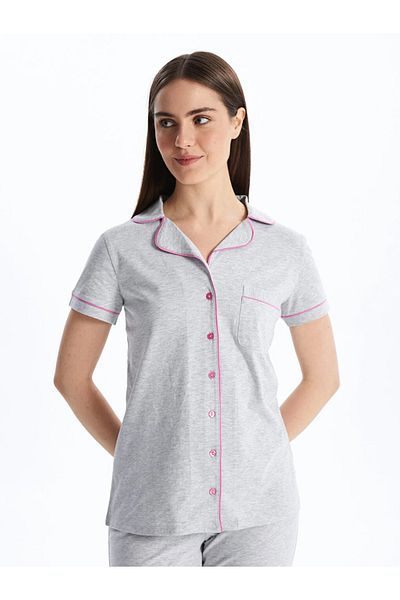 LC Waikiki LCW DREAM Shirt Collar Solid Short Sleeve Women's Pajamas Set