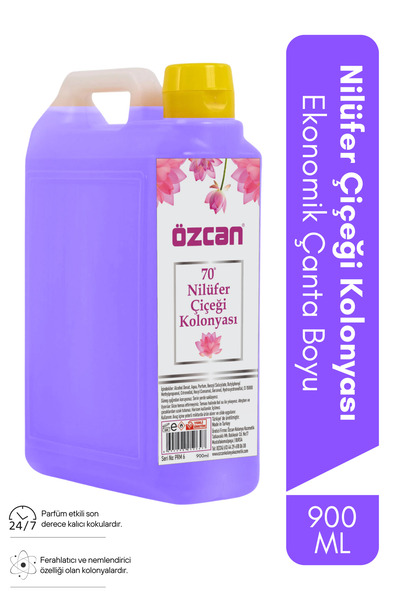 Özcan Bey Nilüfer Çiçeği Kolonyası Parfümlü Kolonya Ekonomik Çanta Boyu 900ml...