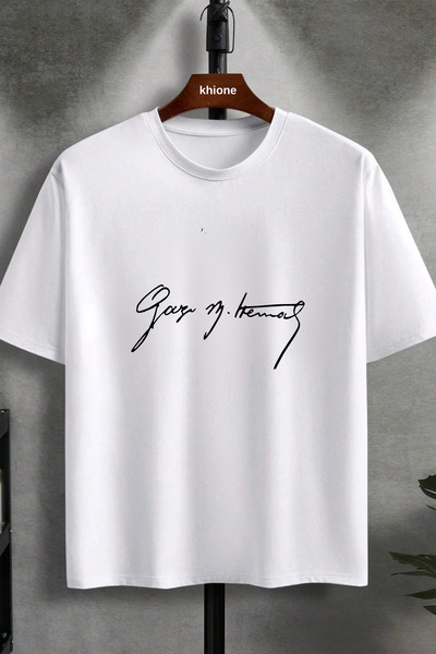 Massgai Унисекс дизайн, тениска с щампа на Гази Мустафа Кемал, голям размер, ...