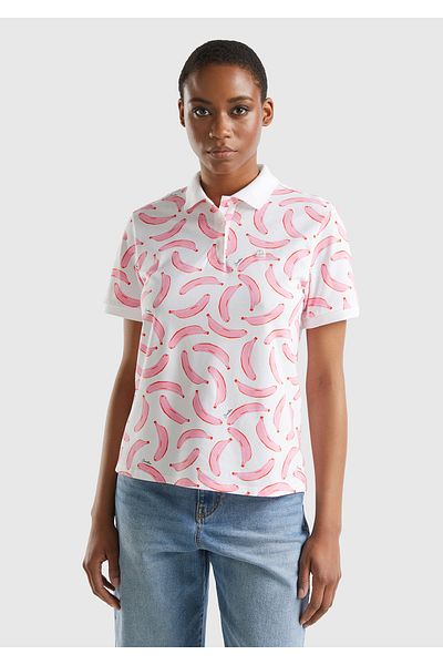 Pink and white striped polo shirt womens clearance